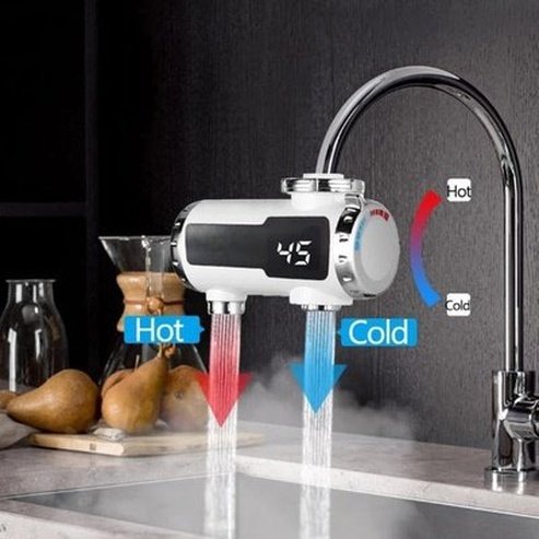 3000W Electric Water Heater Instant Heating Faucet Hot and Cold Double Outlet Electric Tap Temperature Display Kitchen Bathroom. Type: Faucet Accessories.