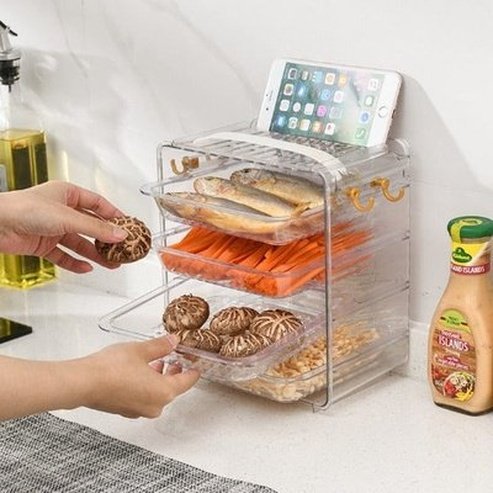 Clear Multi-layer Side Dish Storage Organizer Box