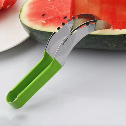 Non-Slip Handle Stainless Steel Melon Cutter, Safe Fruit Cutting Tool