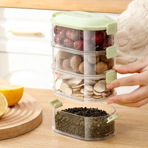 Multi-Layer Spice Storage Container with Airtight Seal | Fresh-Keeping Box for Spices, Nuts, &amp; More