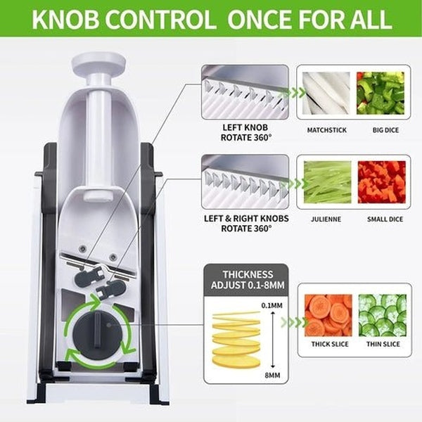 Three-in-One Vegetable Cutter | Manual Grater, Shredder & Slicer