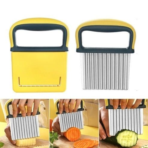 Stainless Steel Crinkle Cut Slicer - Wavy Potato, Vegetable &amp; Fruit Cutter