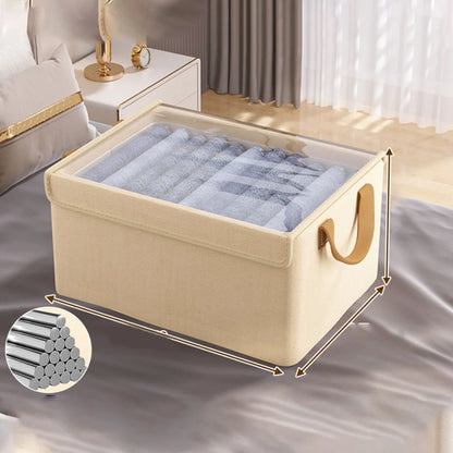 Folding Clothes Storage Box with Metal Frame for Wardrobe Organization