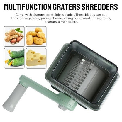 Multifunctional 3-in-1 Manual Rotary Vegetable and Potato Chip Slicer