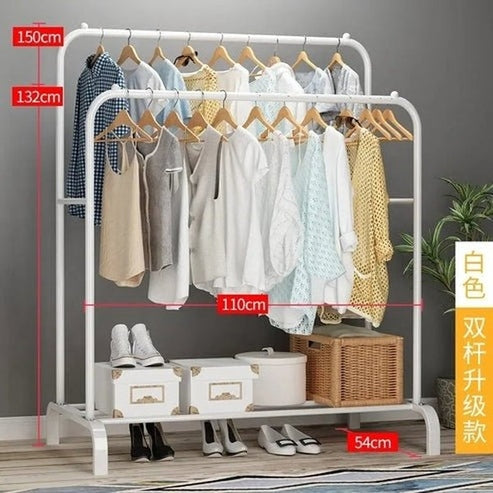 Modern Metal Coat Rack with Shoe Storage | Multifunctional Entryway Organizer for Clothes &amp; Accessories