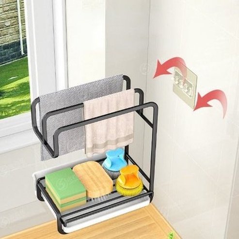 Kitchen Storage Racks Metal Waterproof Sink Desk Organizer Sponge Scouring Pad Drain Rack