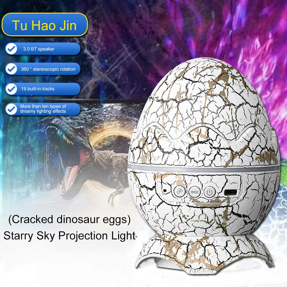 LED Dragon Egg Lamp – Dinosaur Egg Galaxy Starry Projector with Bluetooth