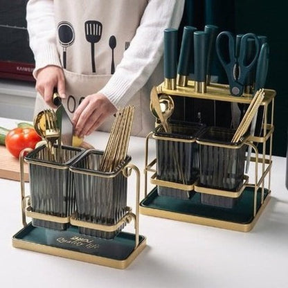 2 in 1 Multi-functional Kitchen Metal Knife Holder with Cutlery Storage Box Sink Holder Spoons and Forks Organizer. Kitchen Organizers: Knife Blocks & Holders.