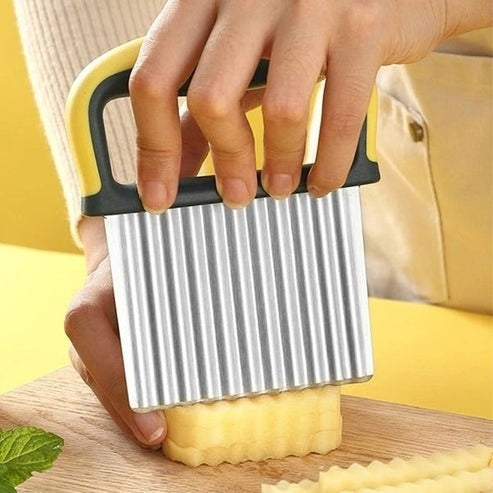 Stainless Steel Crinkle Cut Slicer - Wavy Potato, Vegetable &amp; Fruit Cutter