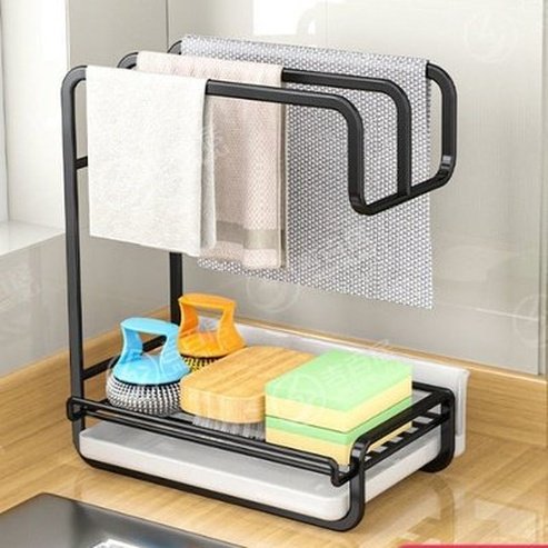 Kitchen Storage Racks Metal Waterproof Sink Desk Organizer Sponge Scouring Pad Drain Rack