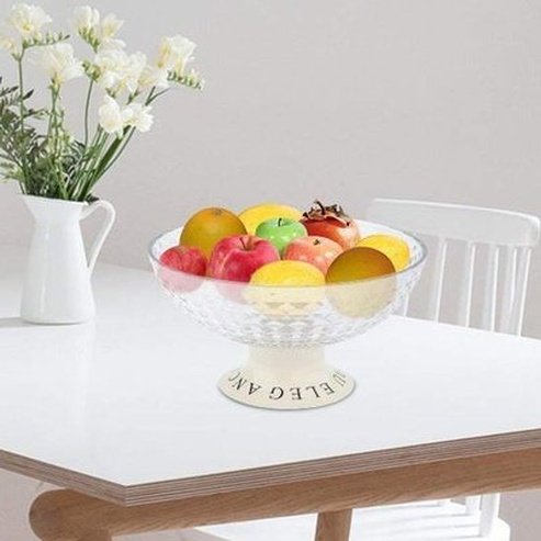 Elegant decorative transparent fruit bowl with drainer 