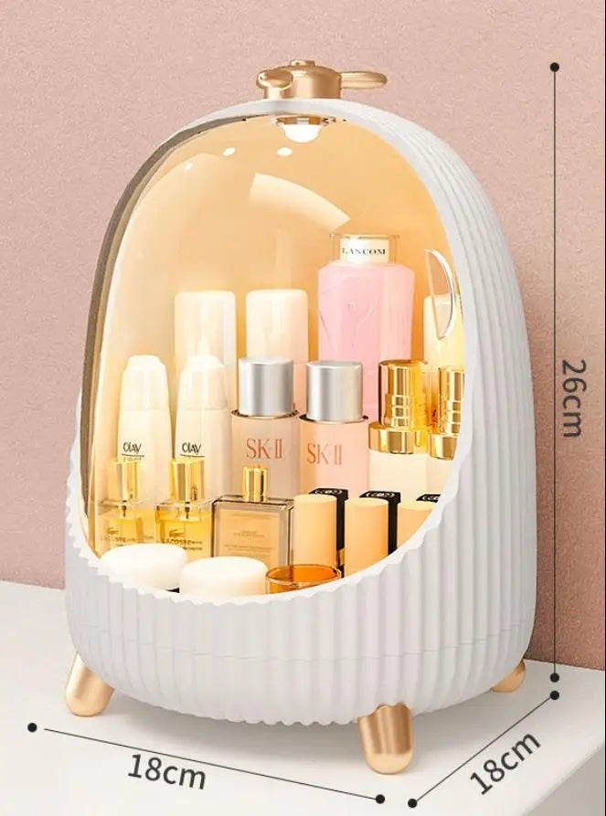 LED Makeup Organizer Box with Drawer and Dust-Proof Cover