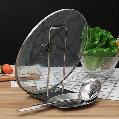 Stainless Steel Pot Lid & Spoon Holder Rack