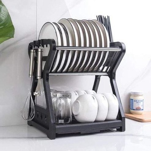 Double-Layer Countertop Dish Drying Rack - Streamline Kitchen Organization