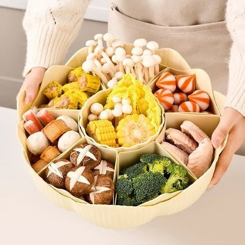 360° Turntable Tray with 8 Dividers for Snacks & Parties