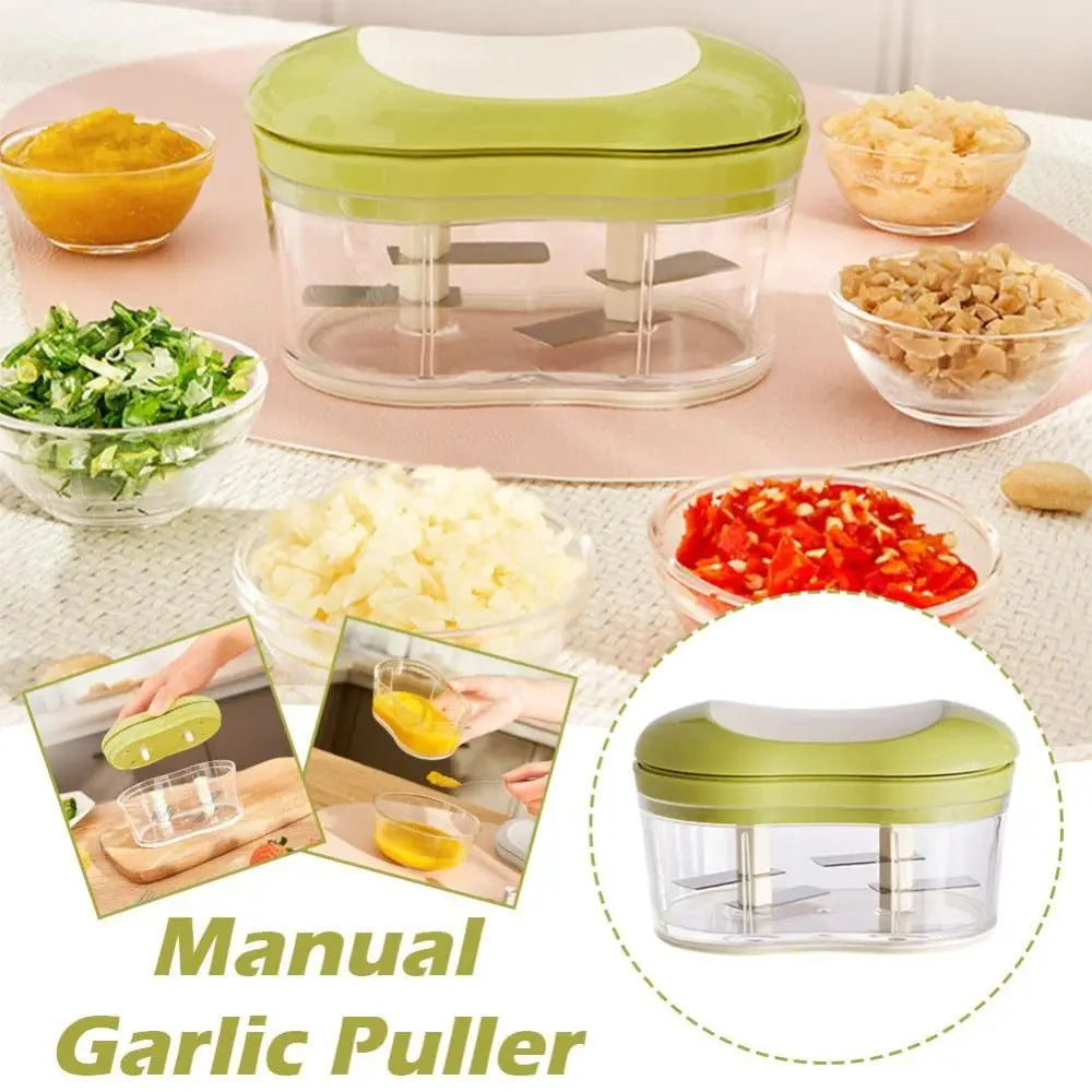 Portable One-Handed Pushable Telescopic Garlic Slicer with Steel Blade