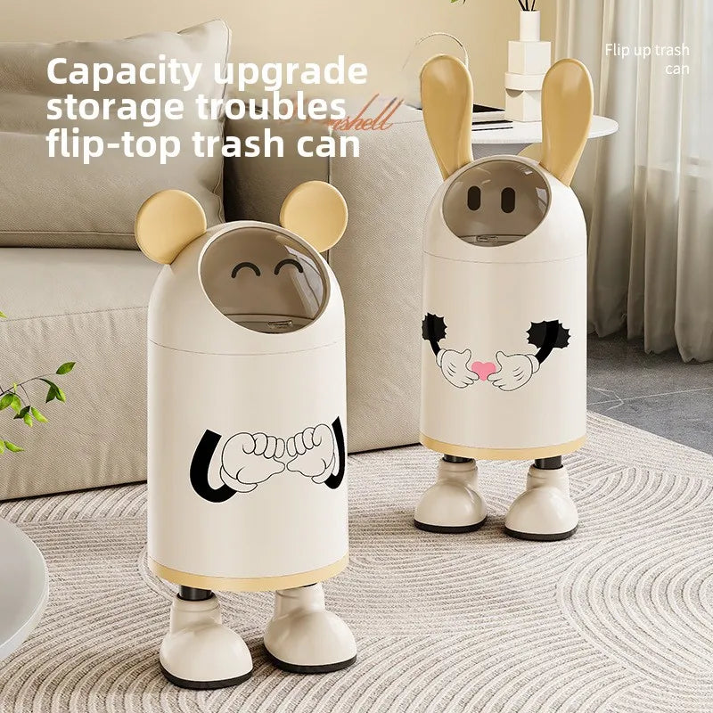 Cartoon Flip Cover Trash Can