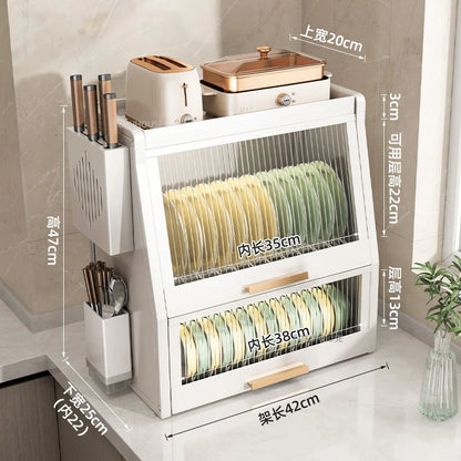 Dustproof Kitchen Cabinet with Dish Rack