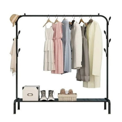 Modern Metal Coat Rack with Shoe Storage | Multifunctional Entryway Organizer for Clothes &amp; Accessories