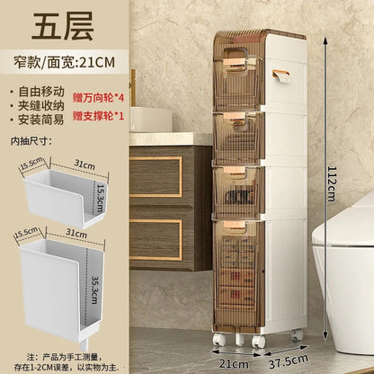 Multi-Layer Floor-to-Ceiling Storage Cabinet | Versatile Kitchen & Bathroom Organizer