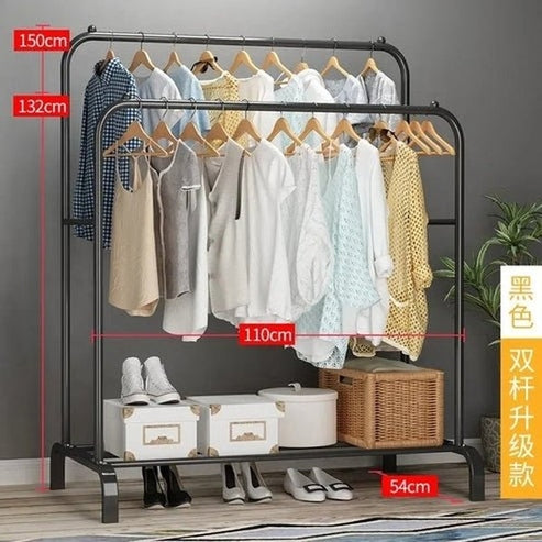 Modern Metal Coat Rack with Shoe Storage | Multifunctional Entryway Organizer for Clothes &amp; Accessories