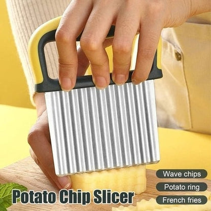 Stainless Steel Crinkle Cut Slicer - Wavy Potato, Vegetable &amp; Fruit Cutter