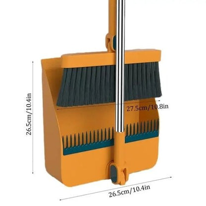 Foldable Broom and Dustpan Set | Upright with 180° Rotation