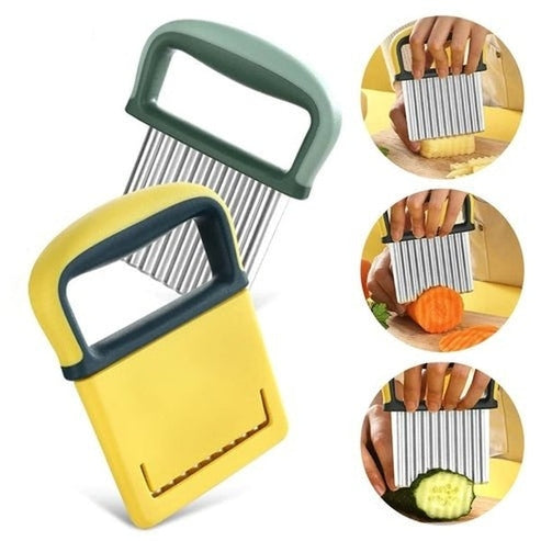 Stainless Steel Crinkle Cut Slicer - Wavy Potato, Vegetable &amp; Fruit Cutter