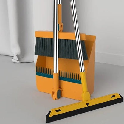 Foldable Broom and Dustpan Set | Upright with 180° Rotation