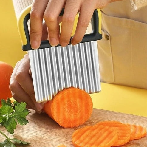 Stainless Steel Crinkle Cut Slicer - Wavy Potato, Vegetable &amp; Fruit Cutter