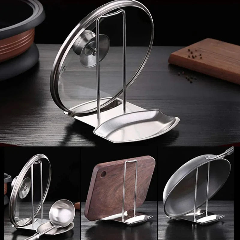 Stainless Steel Pot Lid & Spoon Holder Rack