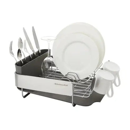 Satin Gray Stainless Steel Wrap Compact Dish Rack