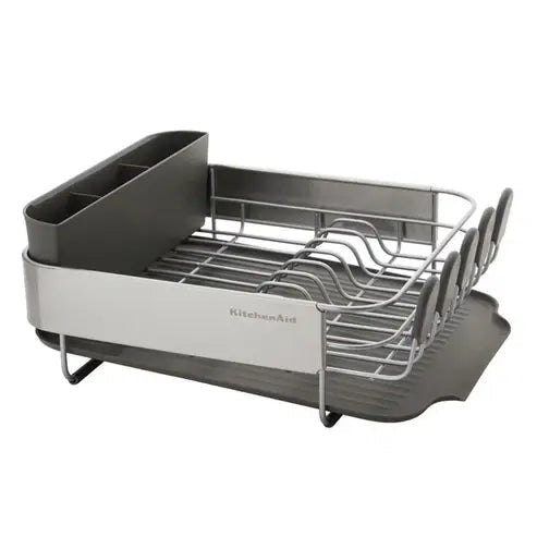 Satin Gray Stainless Steel Wrap Compact Dish Rack