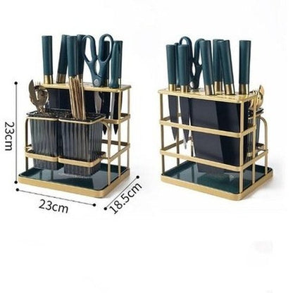 2 in 1 Multi-functional Kitchen Metal Knife Holder with Cutlery Storage Box Sink Holder Spoons and Forks Organizer. Kitchen Organizers: Knife Blocks & Holders.