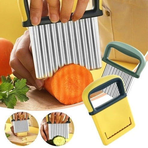 Stainless Steel Crinkle Cut Slicer - Wavy Potato, Vegetable &amp; Fruit Cutter