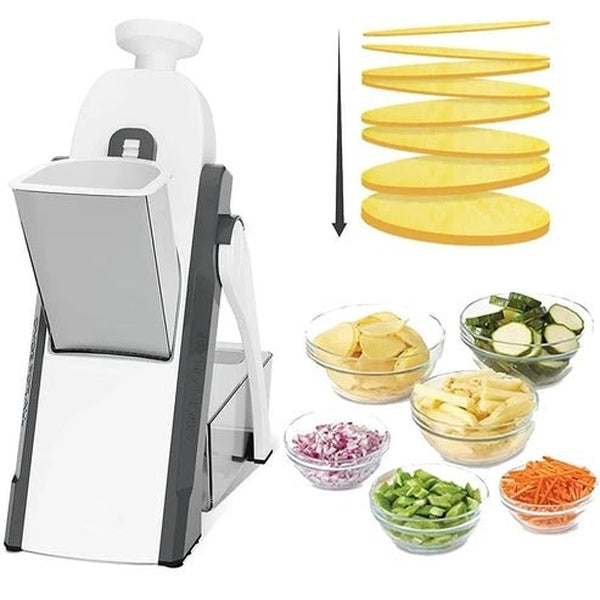 Three-in-One Vegetable Cutter | Manual Grater, Shredder & Slicer