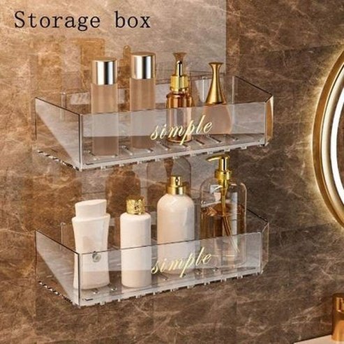 Wall-Mounted Hollow Design Clear Shampoo Storage Rack 