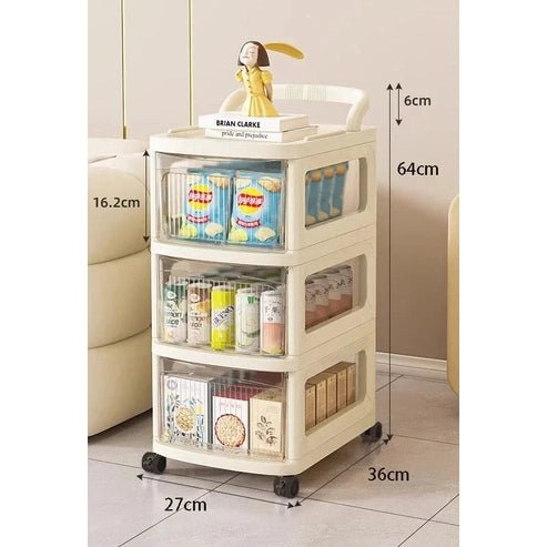 5-Layer Transparent Drawer Storage Cart with Wheels