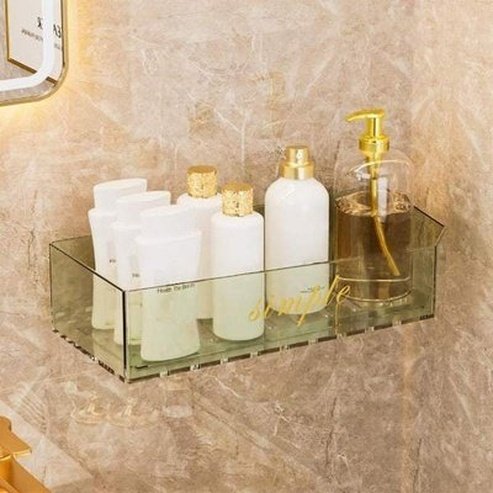 Wall-Mounted Hollow Design Clear Shampoo Storage Rack 