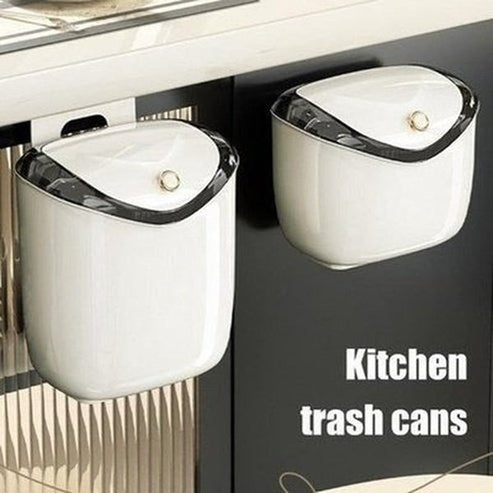 Wall-Mounted Kitchen Trash Can Large Capacity Kitchen Garbage Cans With Lid Hanging Trash Bin For Bathroom Cabinet Door. Type: Trash Cans and Wastebaskets