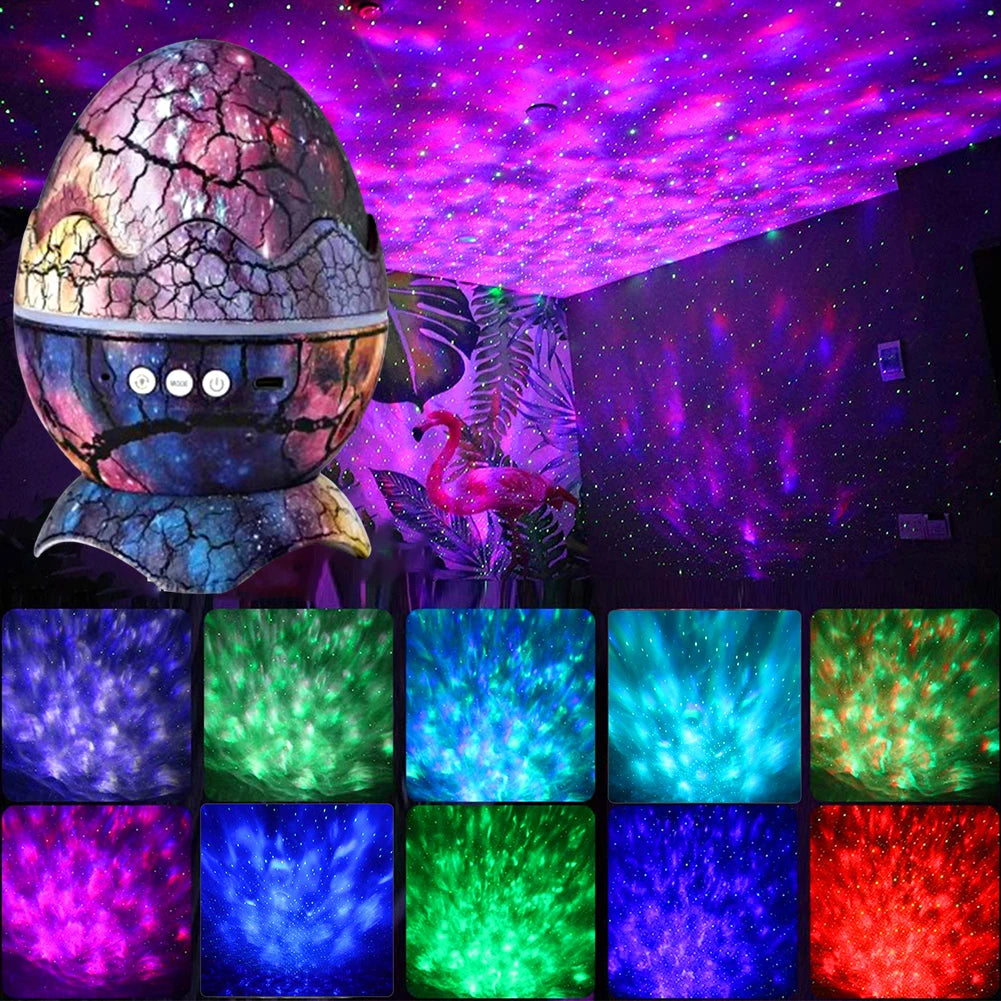 LED Dragon Egg Lamp – Dinosaur Egg Galaxy Starry Projector with Bluetooth