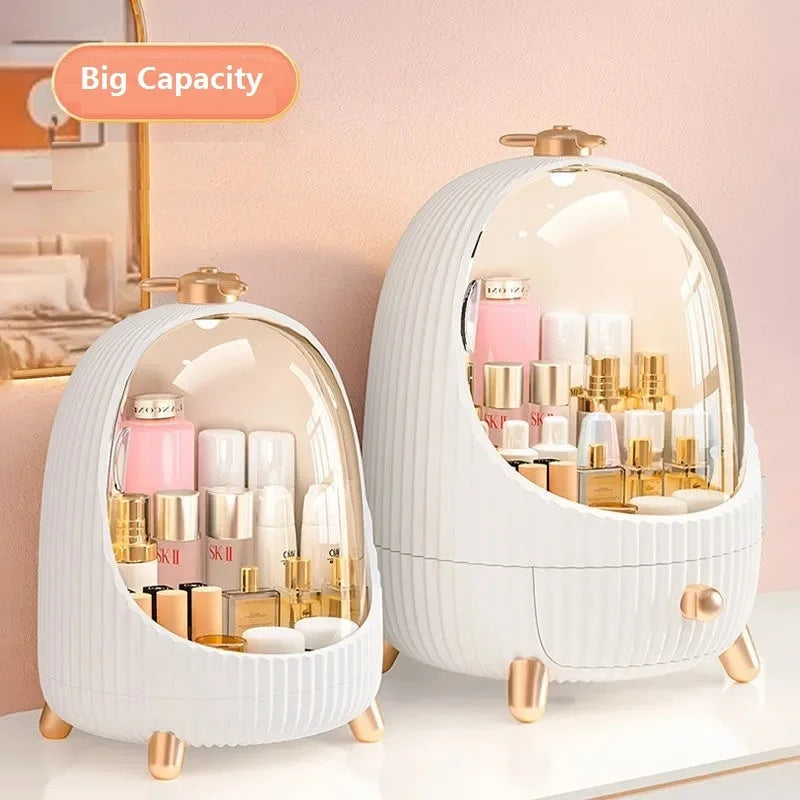 LED Makeup Organizer Box with Drawer and Dust-Proof Cover