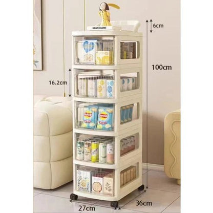 5-Layer Transparent Drawer Storage Cart with Wheels