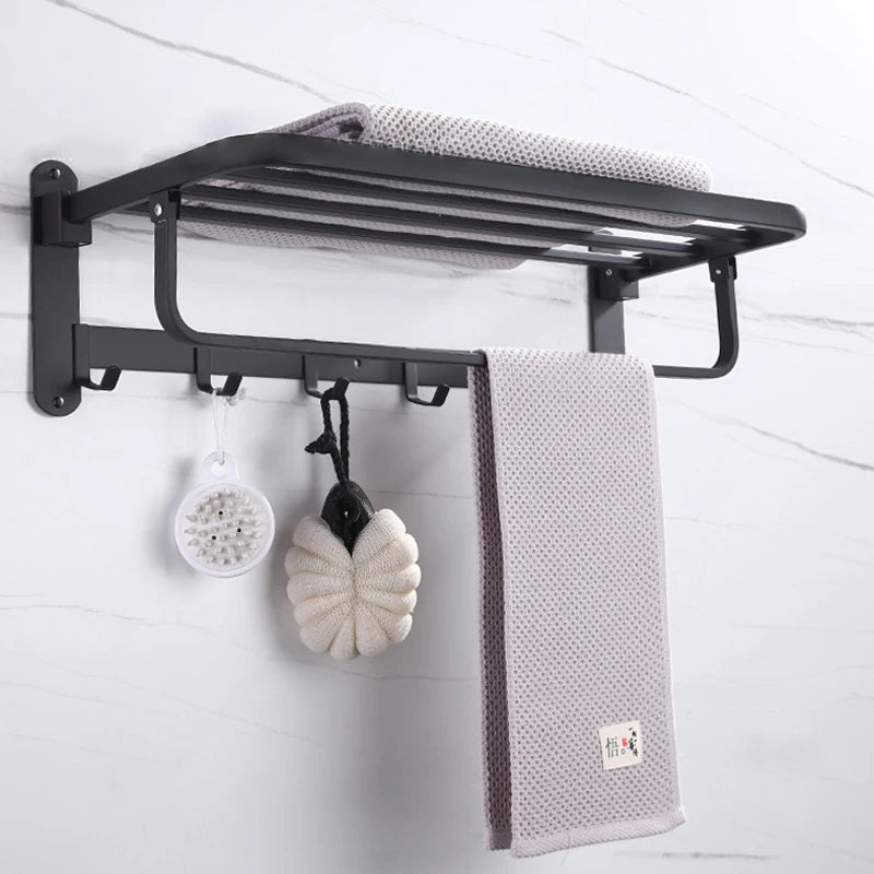 Foldable Iron Gray Towel Rack