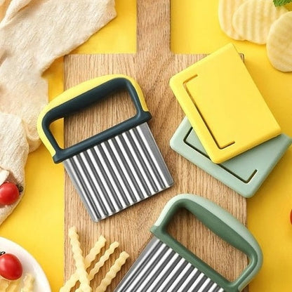 Stainless Steel Crinkle Cut Slicer - Wavy Potato, Vegetable &amp; Fruit Cutter