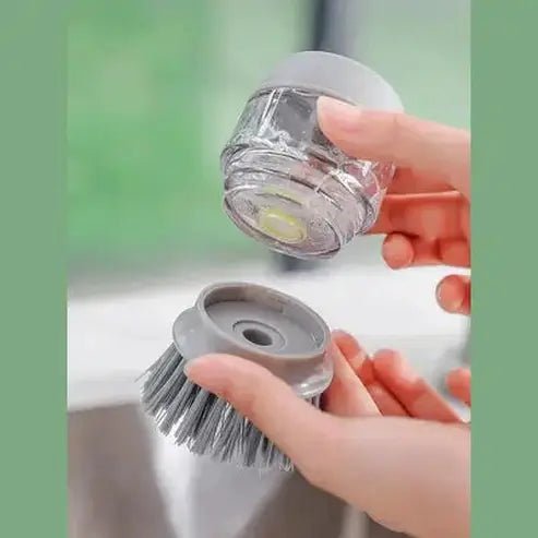 Self-Dispensing Kitchen Scrub Brush with Container