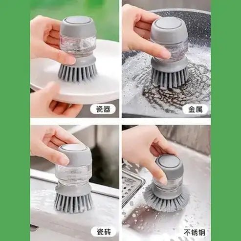 Self-Dispensing Kitchen Scrub Brush with Container