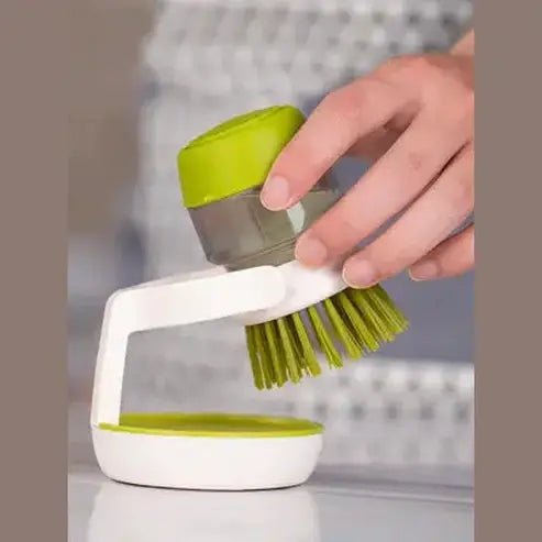 Self-Dispensing Kitchen Scrub Brush with Container