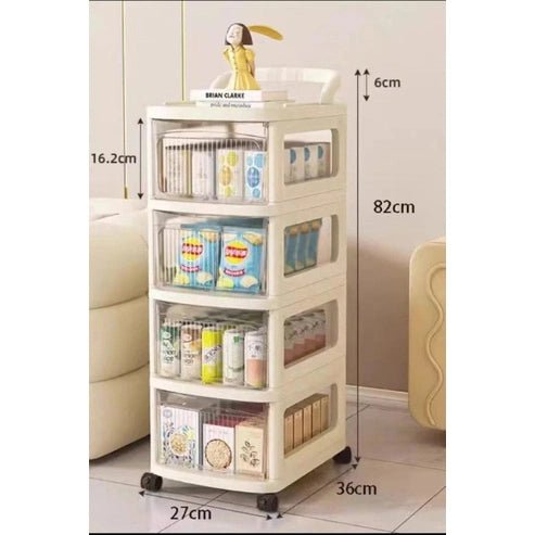 5-Layer Transparent Drawer Storage Cart with Wheels