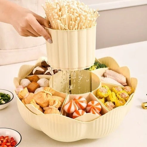 360° Turntable Tray with 8 Dividers for Snacks & Parties